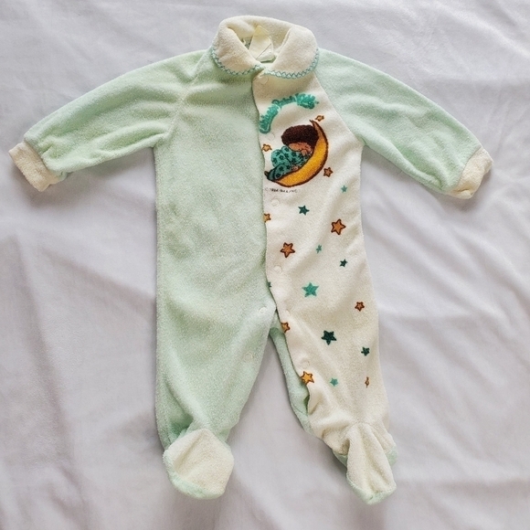 Vintage Baby Cabbage Patch Kids Terry Cotton Footies Sleeper Pajamas - Picture 1 of 12